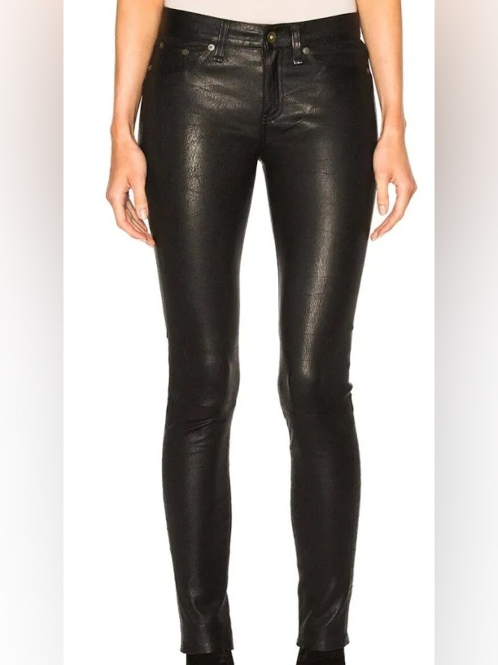 rag & bone Black  Leather Skinny jeans size 24 EUC